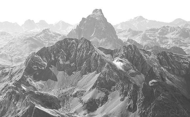Olivier Guix - Photo Les Pyrnes en Automne: Pic du Midi d'Ossau en Noir et Blanc